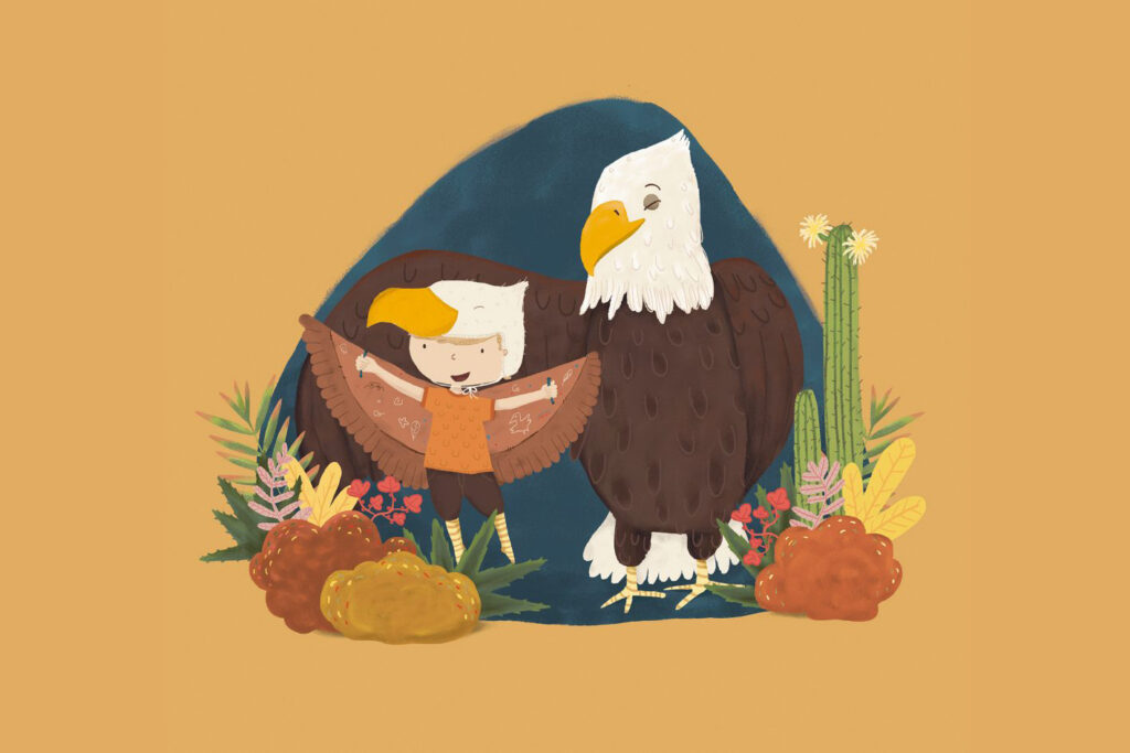 Ilustración Águila, serie animales de poder por Rebeca Podio