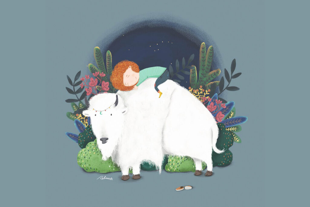 Ilustración Búfalo, serie animales de poder por Rebeca Podio