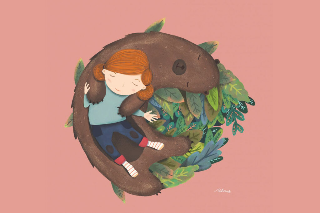 Ilustración Oso, serie animales de poder por Rebeca Podio